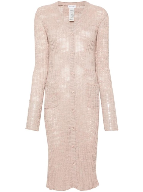 Acne Studios semi-sheer panel ribbed-knit cardigan - Pink - zdjęcie produktu nr 1
