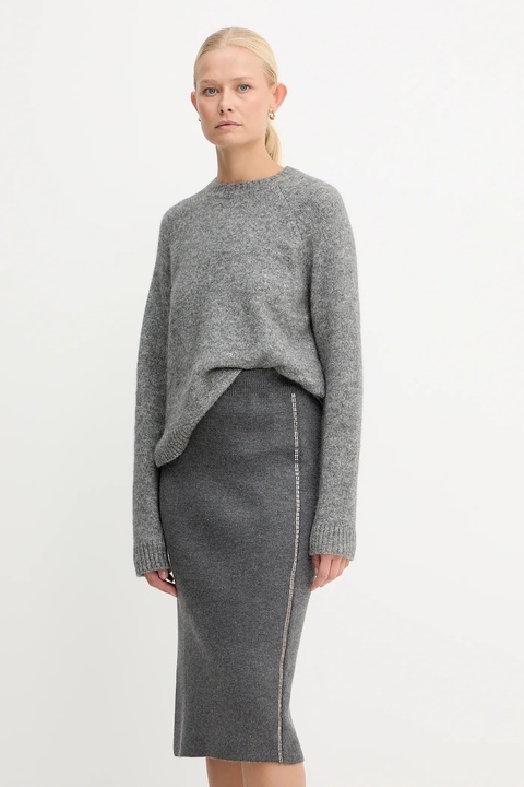 BOSS sweter z domieszką wełny damski kolor szary 50478315 - zdjęcie produktu nr 1