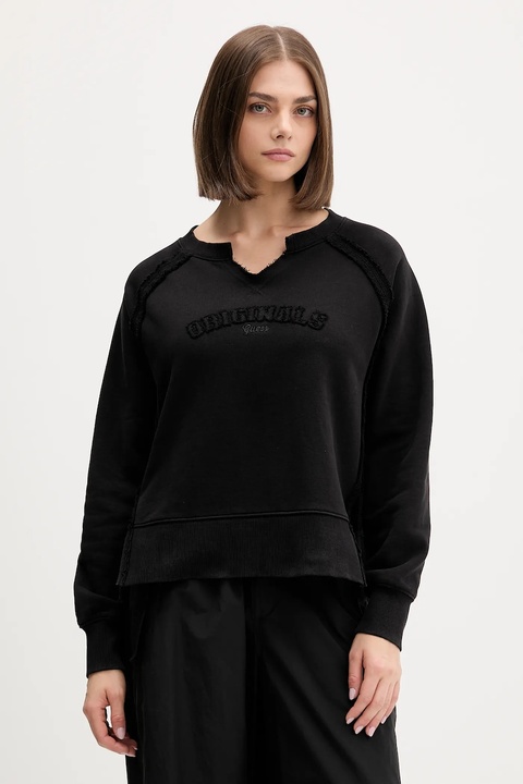 Guess Originals bluza bawełniana damska kolor czarny z aplikacją W5BQ27 KCPR1 - zdjęcie produktu nr 1