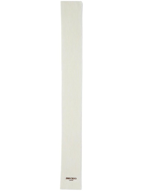 Jimmy Choo logo-embroidered chunky-knit scarf - White - zdjęcie produktu nr 1