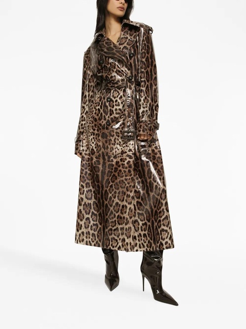 Dolce & Gabbana leopard-print belted trench coat - Brown - zdjęcie produktu nr 1