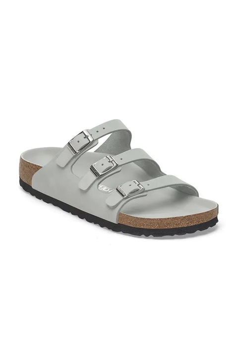 Birkenstock klapki nubukowe Florida HEX damskie kolor szary 1029450 - zdjęcie produktu nr 2