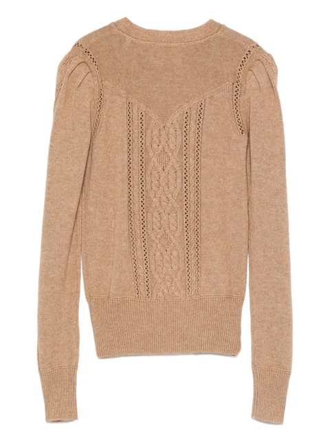 MARANT ÉTOILE cable-knit puff-sleeve sweater - Neutrals - zdjęcie produktu nr 2
