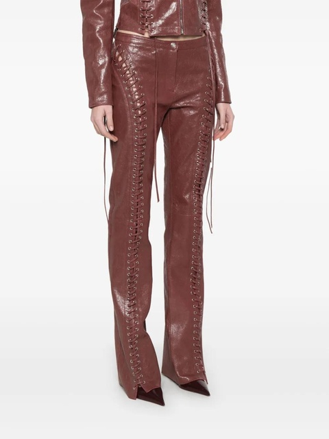 Blumarine cracked-effect leather trousers - Red - zdjęcie produktu nr 2