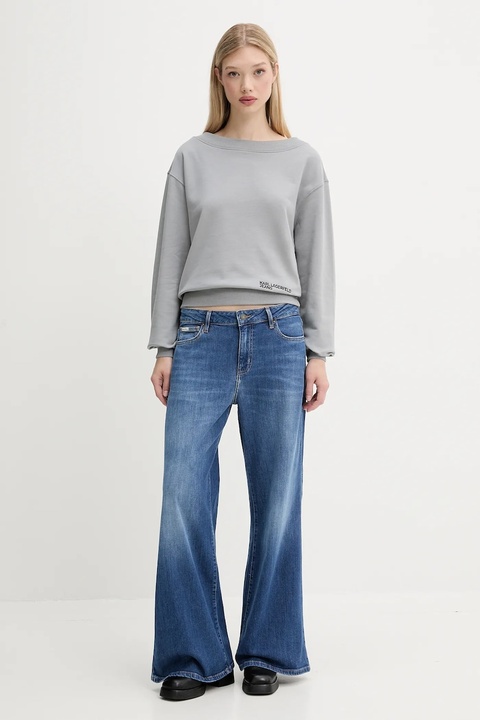 Karl Lagerfeld Jeans bluza bawełniana damska kolor szary gładka A3W20039 - zdjęcie produktu nr 2