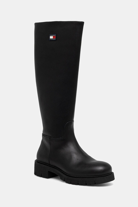 Tommy Jeans kozaki TJW STRETCHY LONG SHAFT damskie kolor czarny na płaskim obcasie EN0EN02828 - zdjęcie produktu nr 1