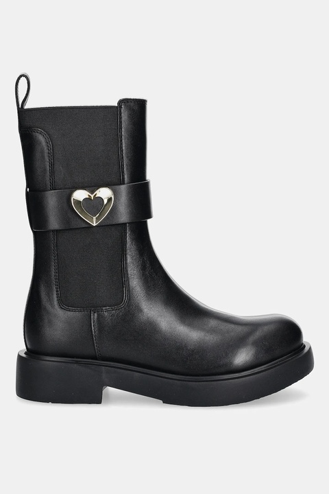 Love Moschino botki skórzane damskie kolor czarny na płaskim obcasie JA24044G1NIA0000 - zdjęcie produktu nr 1