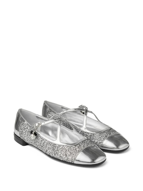 Jimmy Choo Eleri glitter-leather ballet flats - Silver - zdjęcie produktu nr 2