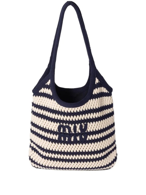 Miu Miu Ivy striped crochet tote bag - Blue - zdjęcie produktu nr 1