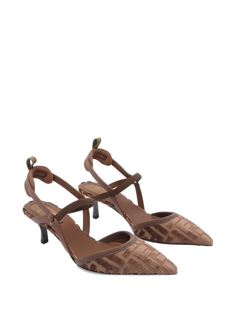 FENDI 55mm FF-logo slingback heeled pumps - Brown - zdjęcie produktu nr 2