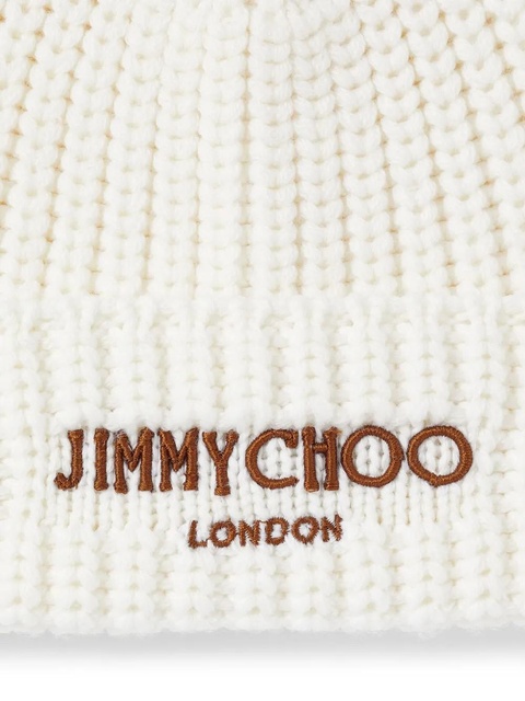 Jimmy Choo logo-embroidered ribbed-knit beanie - White - zdjęcie produktu nr 2