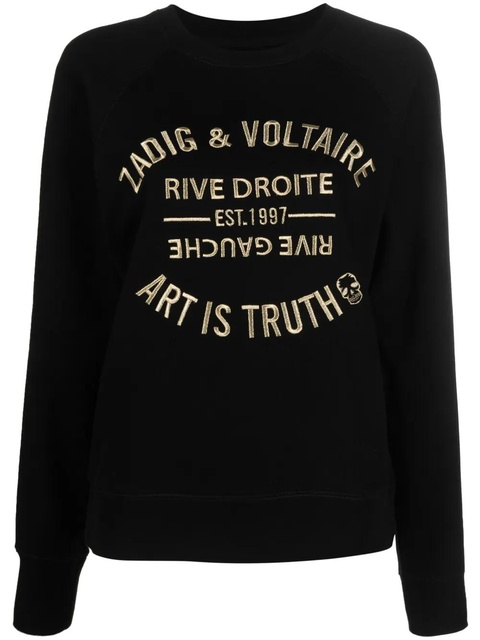 Zadig&Voltaire logo-embroidered organic-cotton sweatshirt - Black - zdjęcie produktu nr 1