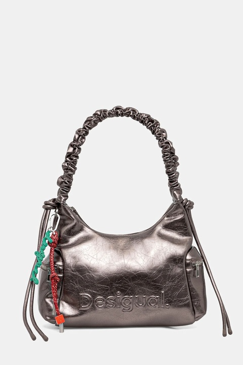 Desigual torebka HALF LOGO MONTVILLE DARK SI kolor srebrny 25WAXPAS - zdjęcie produktu nr 1