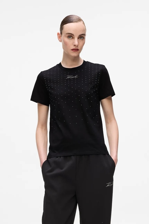 Karl Lagerfeld t-shirt bawełniany damski kolor czarny A4W17050 - zdjęcie produktu nr 1