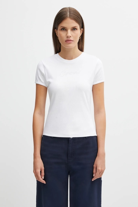 Coperni t-shirt bawełniany Crystal Logo damski kolor biały COPJS07CRF5017 - zdjęcie produktu nr 2