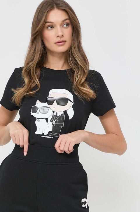 Karl Lagerfeld t-shirt bawełniany kolor czarny - zdjęcie produktu nr 2