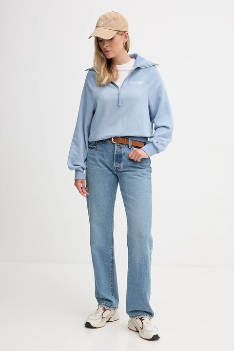 Tommy Hilfiger bluza damska kolor niebieski gładka WW0WW46632 - zdjęcie produktu nr 2