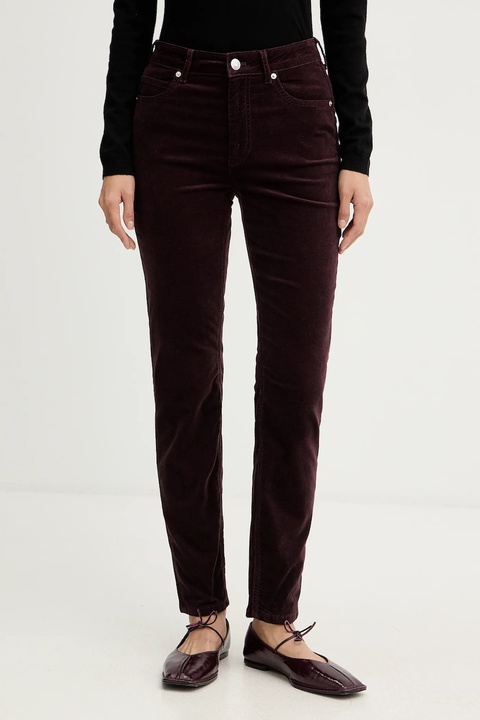 Marc O'Polo spodnie damskie kolor bordowy dopasowane high waist 511096811111 - zdjęcie produktu nr 1