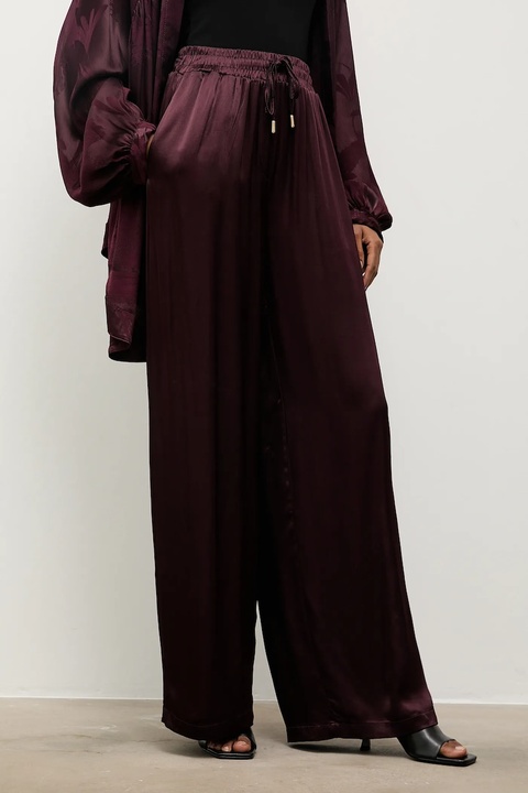 Answear.LAB spodnie damskie kolor bordowy szerokie high waist - zdjęcie produktu nr 1