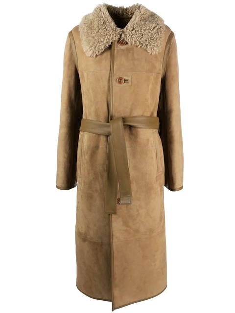 LEMAIRE belted shearling coat - Brown - zdjęcie produktu nr 1