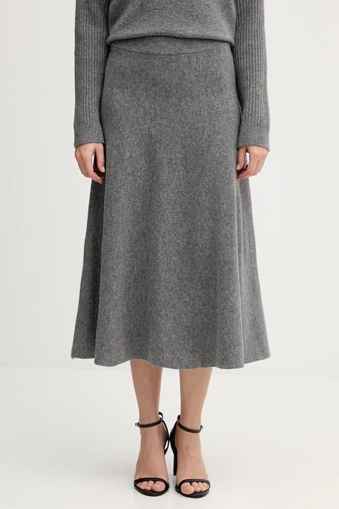 United Colors of Benetton spódnica z dodatkiem wełny kolor szary midi rozkloszowana 1444D002B - zdjęcie produktu nr 1