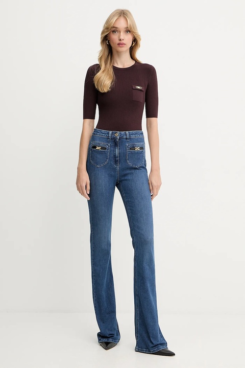 Elisabetta Franchi jeansy damskie high waist PJ12N56E2 - zdjęcie produktu nr 1