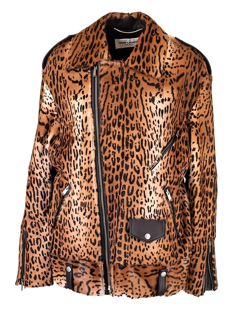 Saint Laurent zip-up animal-print jacket - Brown - zdjęcie produktu nr 1