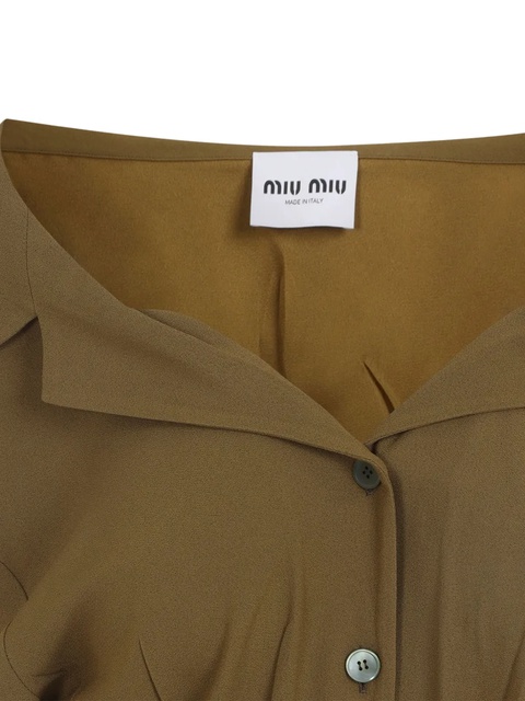 Miu Miu buttoned cinched-waist midi dress - Green - zdjęcie produktu nr 2
