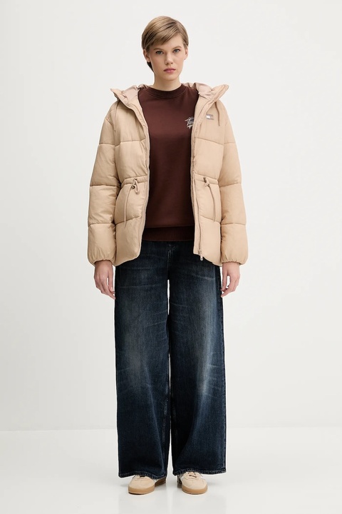 Tommy Jeans kurtka kolor beżowy zimowa oversize DW0DW21626 - zdjęcie produktu nr 2