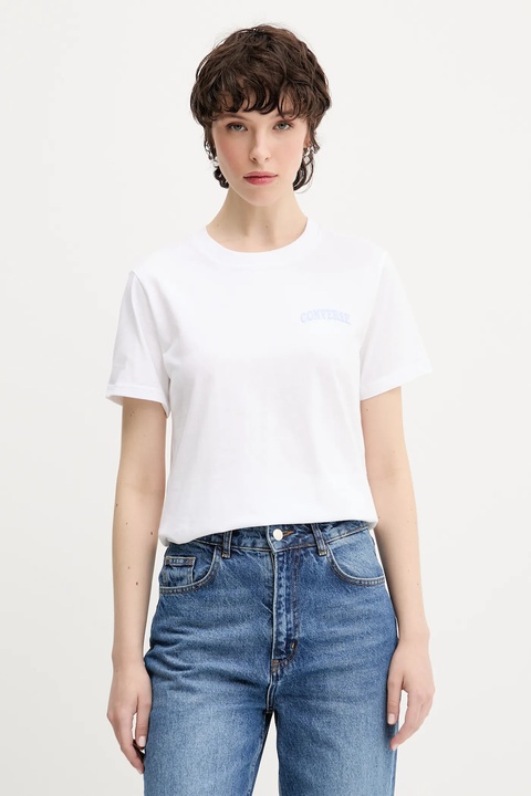 Converse t-shirt bawełniany damski kolor biały 10028336-A01 - zdjęcie produktu nr 1