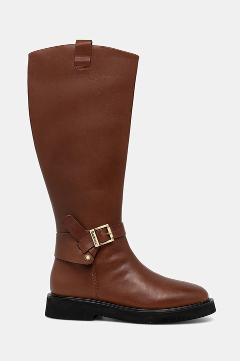 Barbour kozaki skórzane Theodora kolor brązowy na płaskim obcasie LFO0783BR39 - zdjęcie produktu nr 2
