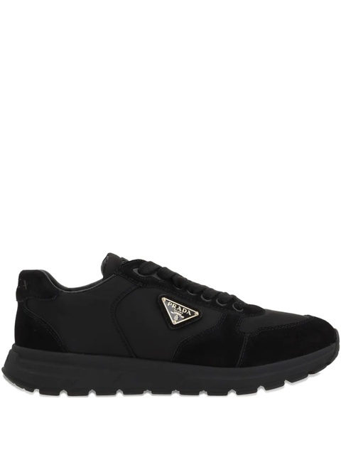Prada logo-plaque suede-leather sneakers - Black - zdjęcie produktu nr 1