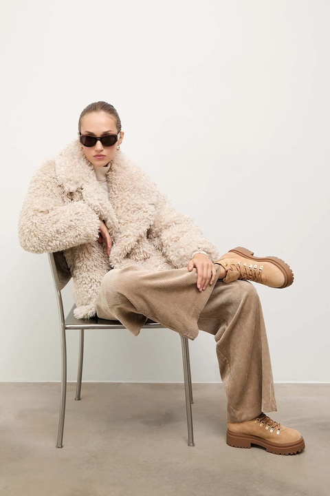 Answear.LAB botki zamszowe kolor brązowy na platformie - zdjęcie produktu nr 2