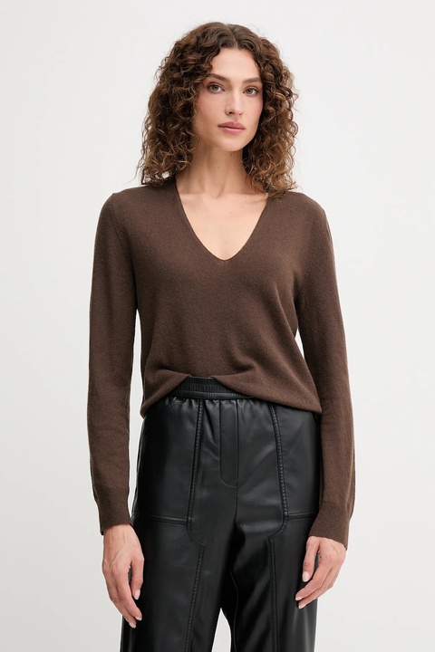 United Colors of Benetton sweter wełniany damski kolor brązowy lekki 1002D401Y - zdjęcie produktu nr 1
