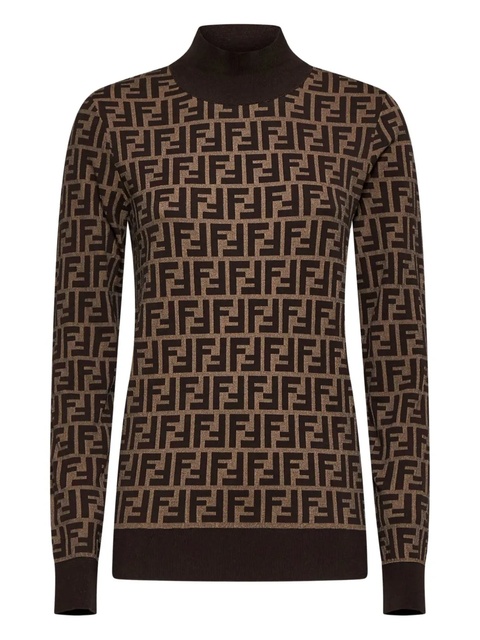 FENDI FF motif high-neck sweater - Brown - zdjęcie produktu nr 1