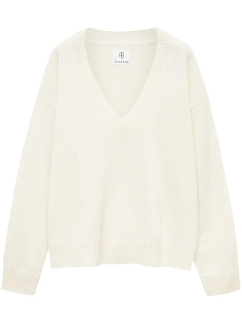 ANINE BING Lee V-neck cashmere jumper - White - zdjęcie produktu nr 1