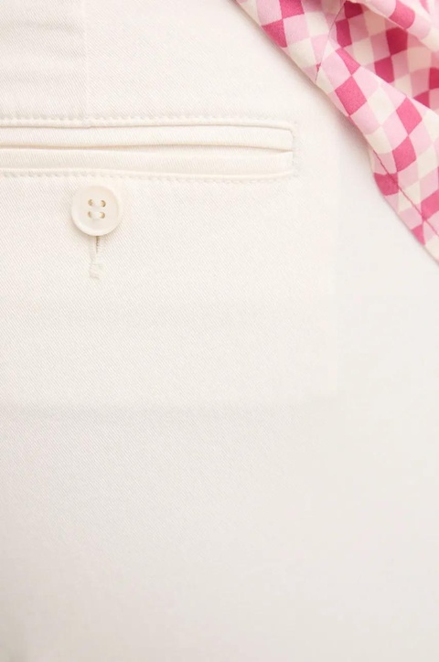 Sisley spodnie damskie kolor beżowy dopasowane medium waist 4BYW55AH6 - zdjęcie produktu nr 2