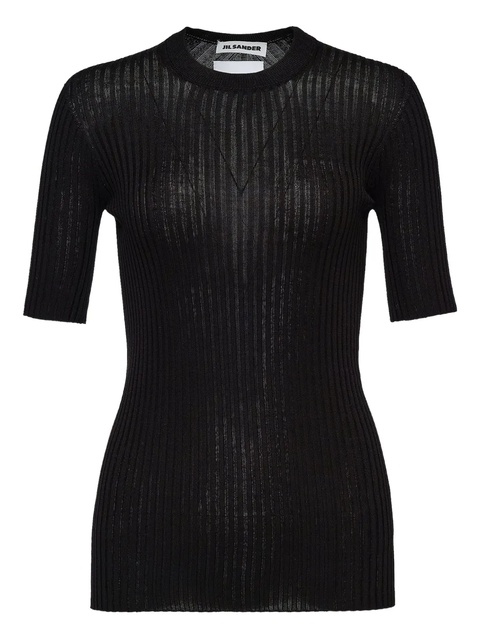 Jil Sander ribbed short-sleeve top - Black - zdjęcie produktu nr 1