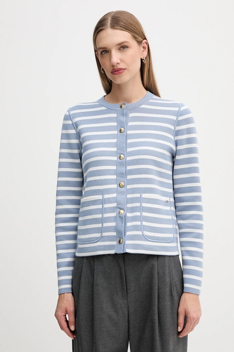 Tommy Hilfiger kardigan dwustronny kolor niebieski lekki WW0WW40846 - zdjęcie produktu nr 2
