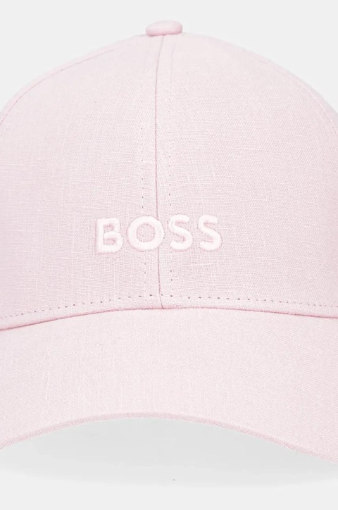 BOSS czapka z daszkiem lniana kolor różowy gładka 50539507 - zdjęcie produktu nr 2