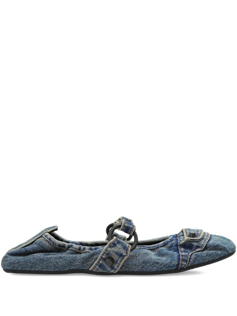 Balenciaga ring-embellished ballet flats - Blue - zdjęcie produktu nr 2