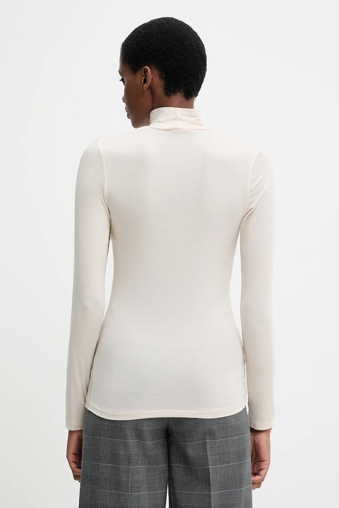 United Colors of Benetton longsleeve z domieszką kaszmiru kolor beżowy z golfem 3LRU3M077 - zdjęcie produktu nr 1