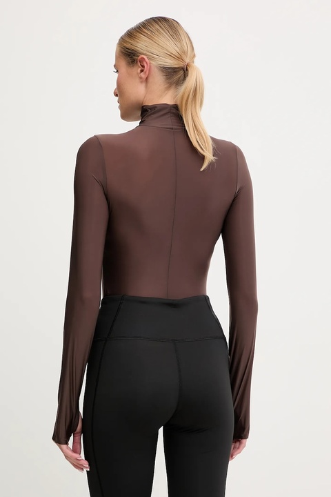 Calvin Klein Performance body treningowe kolor brązowy z półgolfem LVGWF5K139 - zdjęcie produktu nr 2