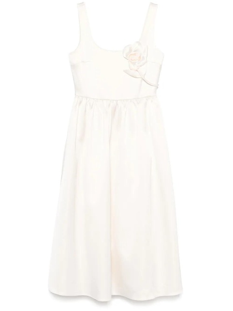 Self-Portrait floral-appliqué satin midi dress - Neutrals - zdjęcie produktu nr 1