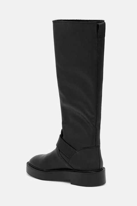 Calvin Klein kozaki skórzane CONCAVE WELT UKT BIKER PB damskie kolor czarny na płaskim obcasie YW0YW01972 - zdjęcie produktu nr 1