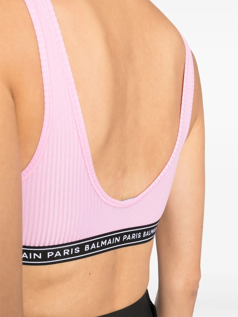 Balmain logo-tape sport bra - Pink - zdjęcie produktu nr 2
