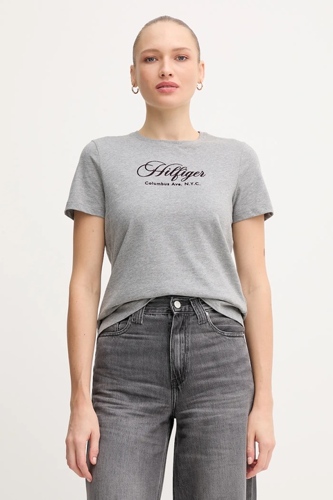 Tommy Hilfiger t-shirt bawełniany damski kolor szary WW0WW46120 - zdjęcie produktu nr 1