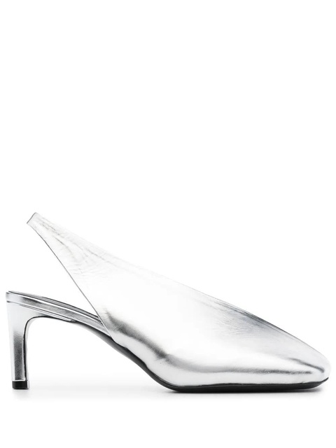 Jil Sander 75mm square-toe leather pumps - Silver - zdjęcie produktu nr 1