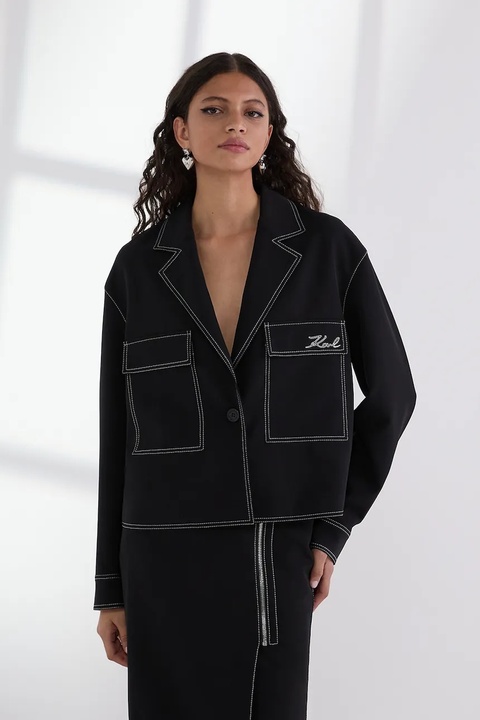 Karl Lagerfeld kurtka jeansowa kolor czarny przejściowa A3W14041 - zdjęcie produktu nr 1