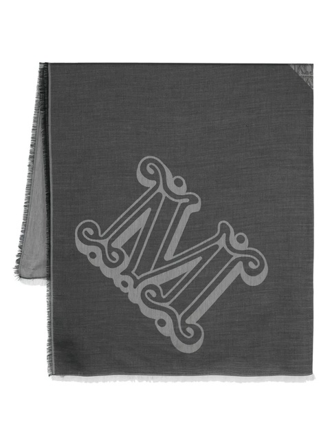 Max Mara monogram-jacquard frayed scarf - Grey - zdjęcie produktu nr 1